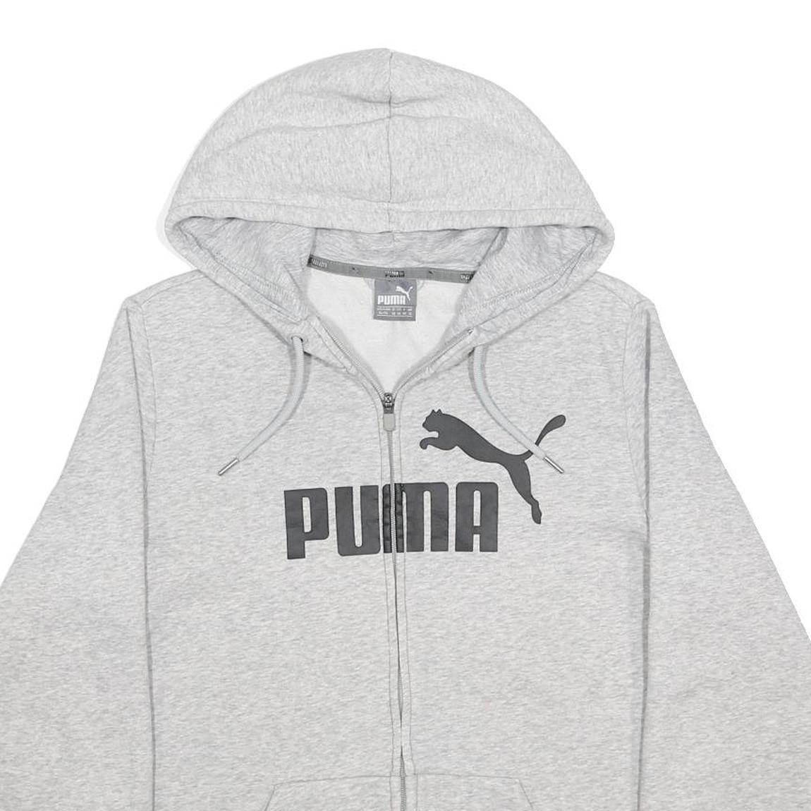 PUMA Womens Grey Zip Up Hoodie UK 16 Cotton Blend Casual Sweatshirt