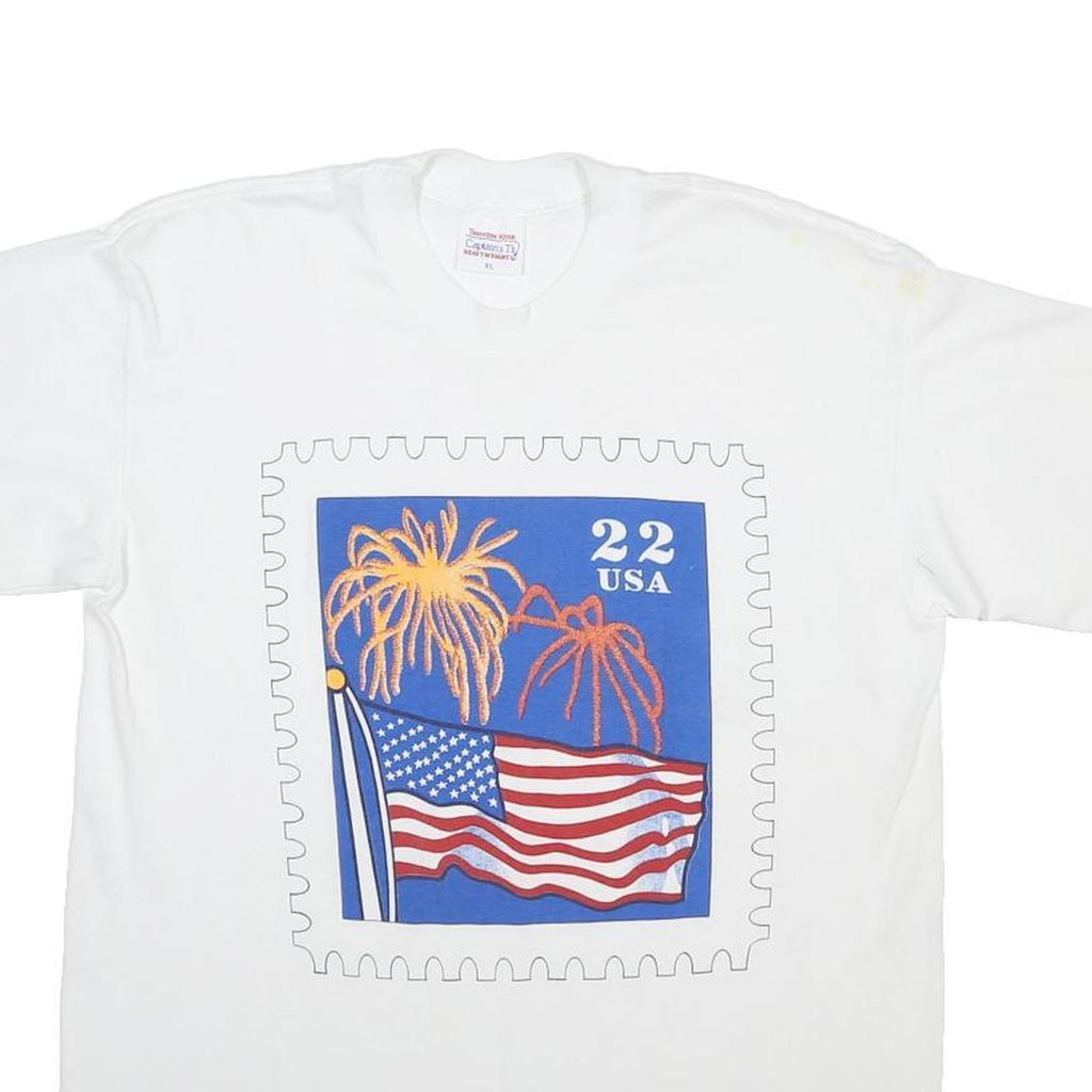 TENNESEE RIVER Mens White Graphic T-Shirt XL Short Sleeve Crew Neck USA Flag