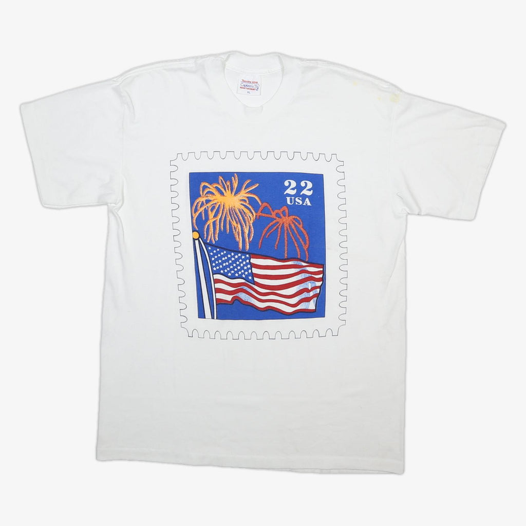 TENNESEE RIVER Mens White Graphic T-Shirt XL Short Sleeve Crew Neck USA Flag