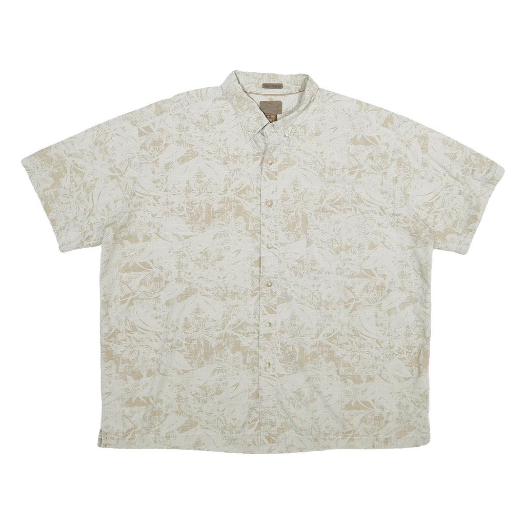 ST JOHN'S BAY Mens Beige & Cream Cotton Casual 2XL Summer Shirt Short Sleeve