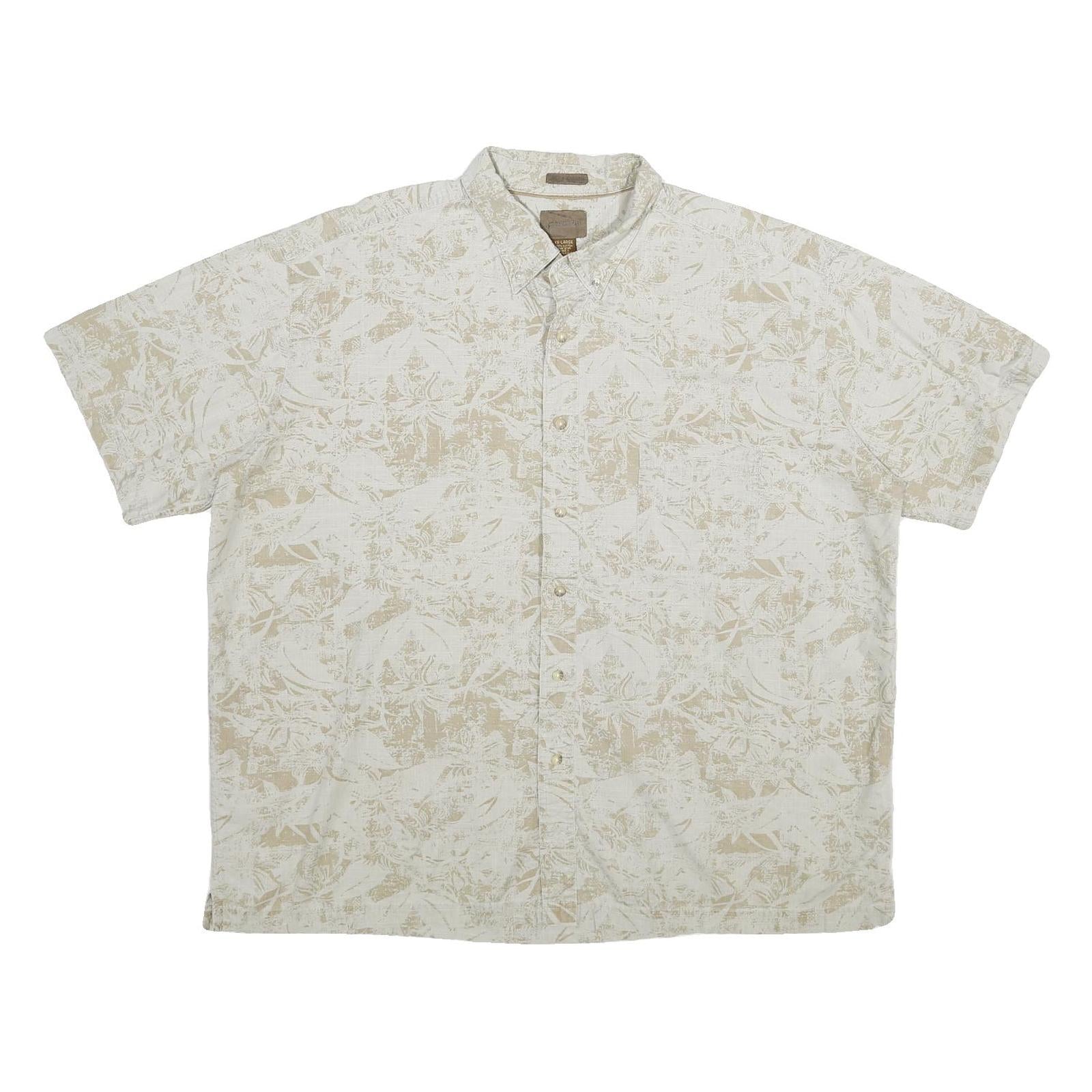 ST JOHN'S BAY Mens Beige & Cream Cotton Casual 2XL Summer Shirt Short Sleeve