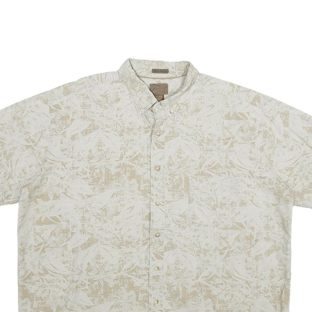 ST JOHN'S BAY Mens Beige & Cream Cotton Casual 2XL Summer Shirt Short Sleeve