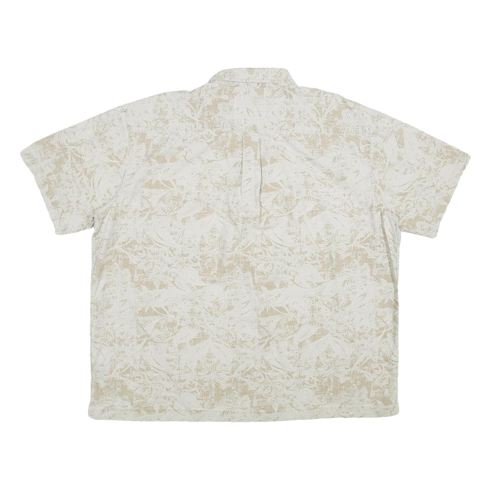 ST JOHN'S BAY Mens Beige & Cream Cotton Casual 2XL Summer Shirt Short Sleeve