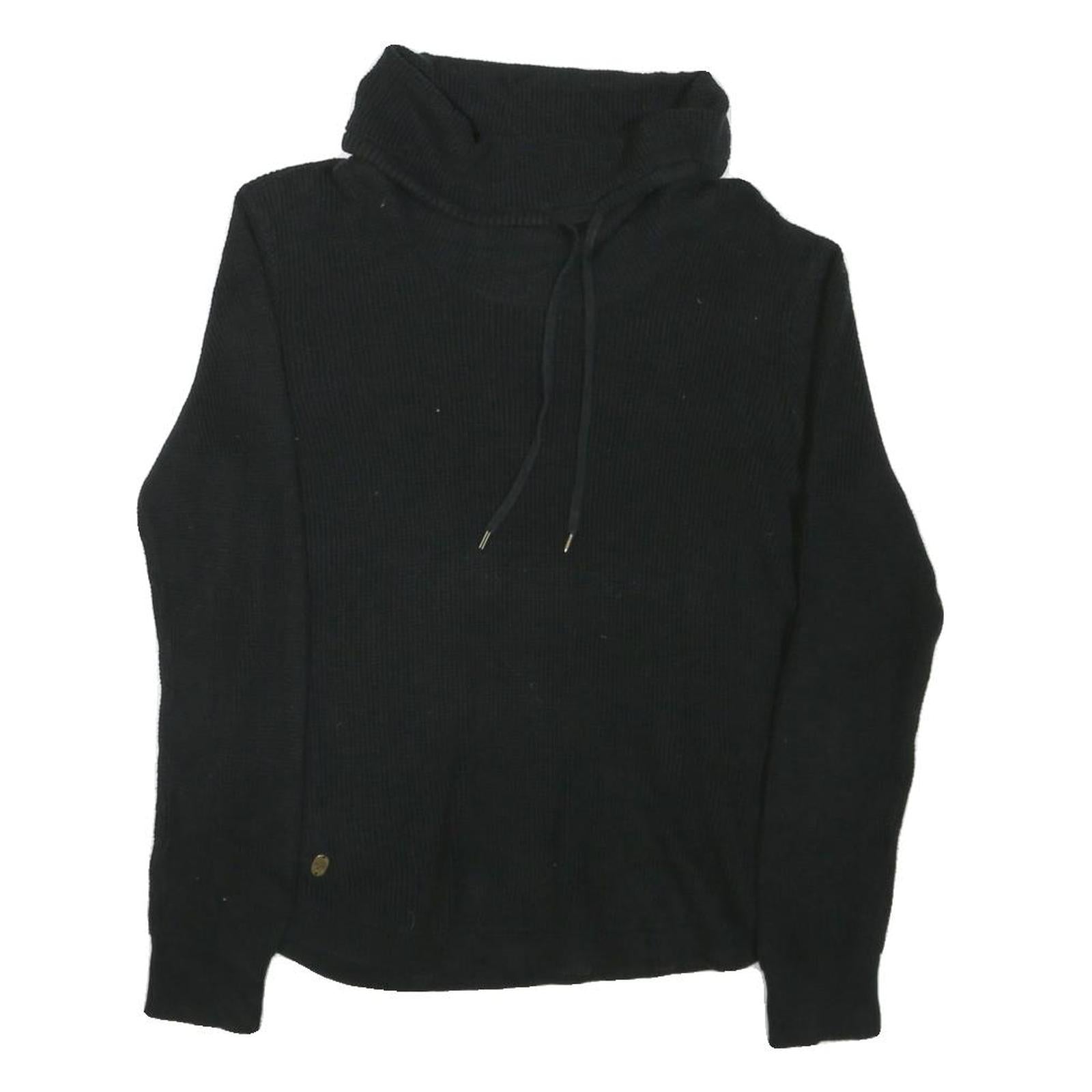 LAUREN RALPH LAUREN Womens Black Plain Pullover Roll Neck Basic Knit M Cotton