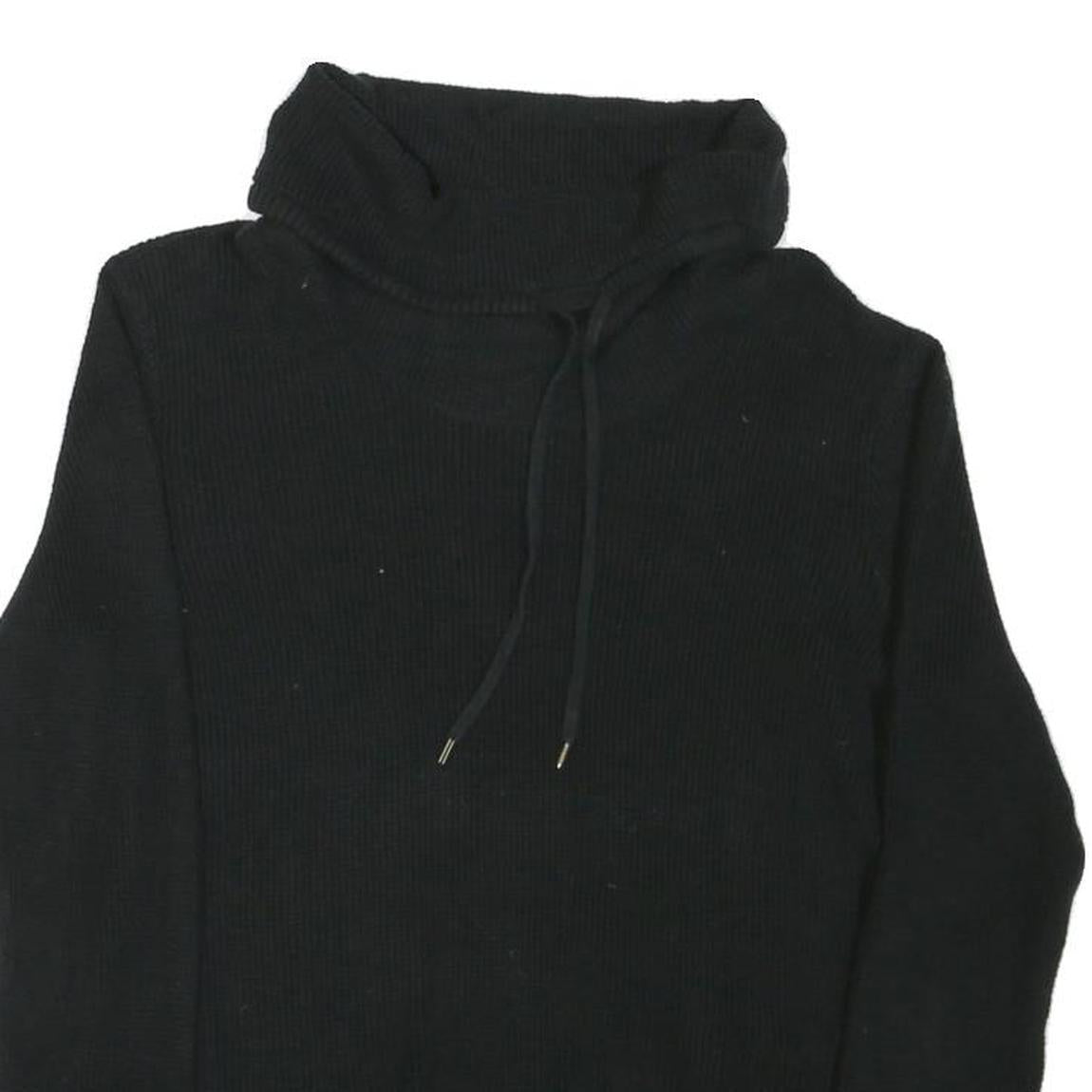 LAUREN RALPH LAUREN Womens Black Plain Pullover Roll Neck Basic Knit M Cotton