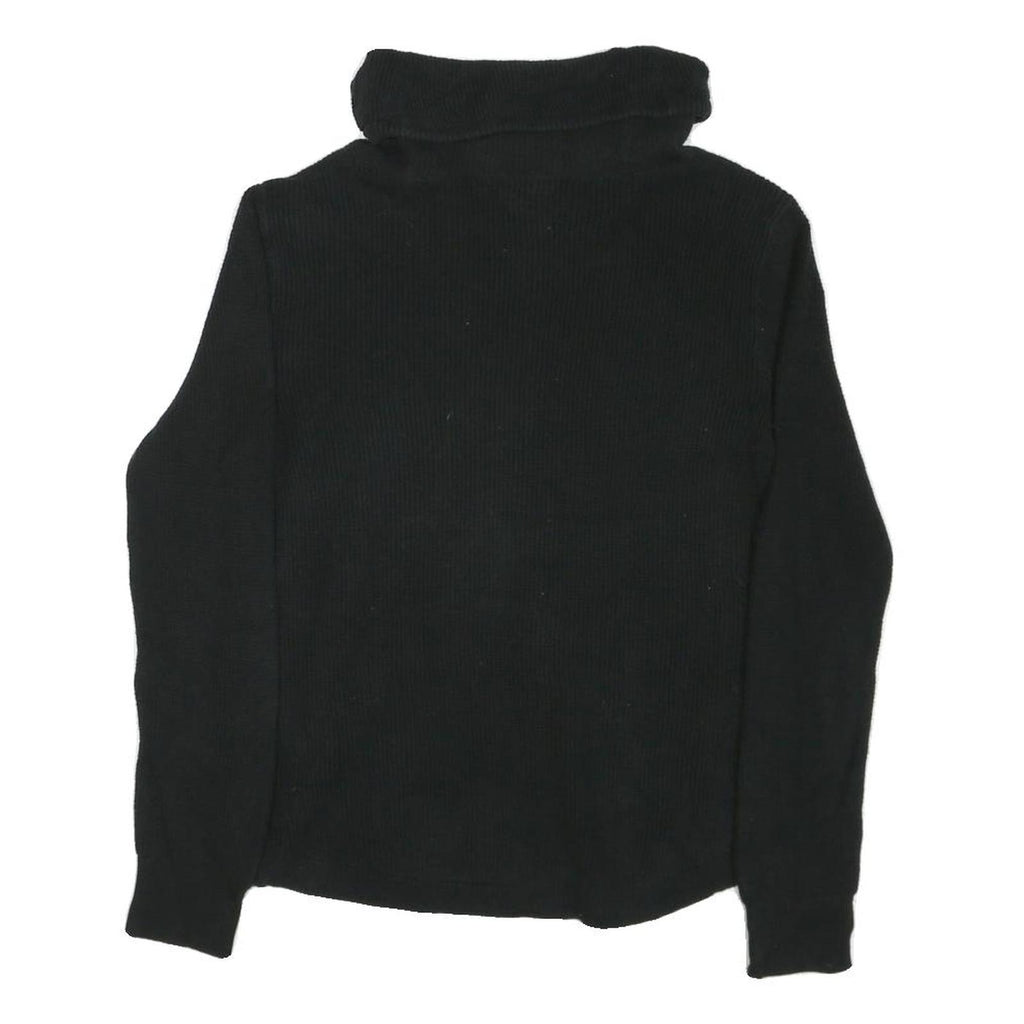 LAUREN RALPH LAUREN Womens Black Plain Pullover Roll Neck Basic Knit M Cotton