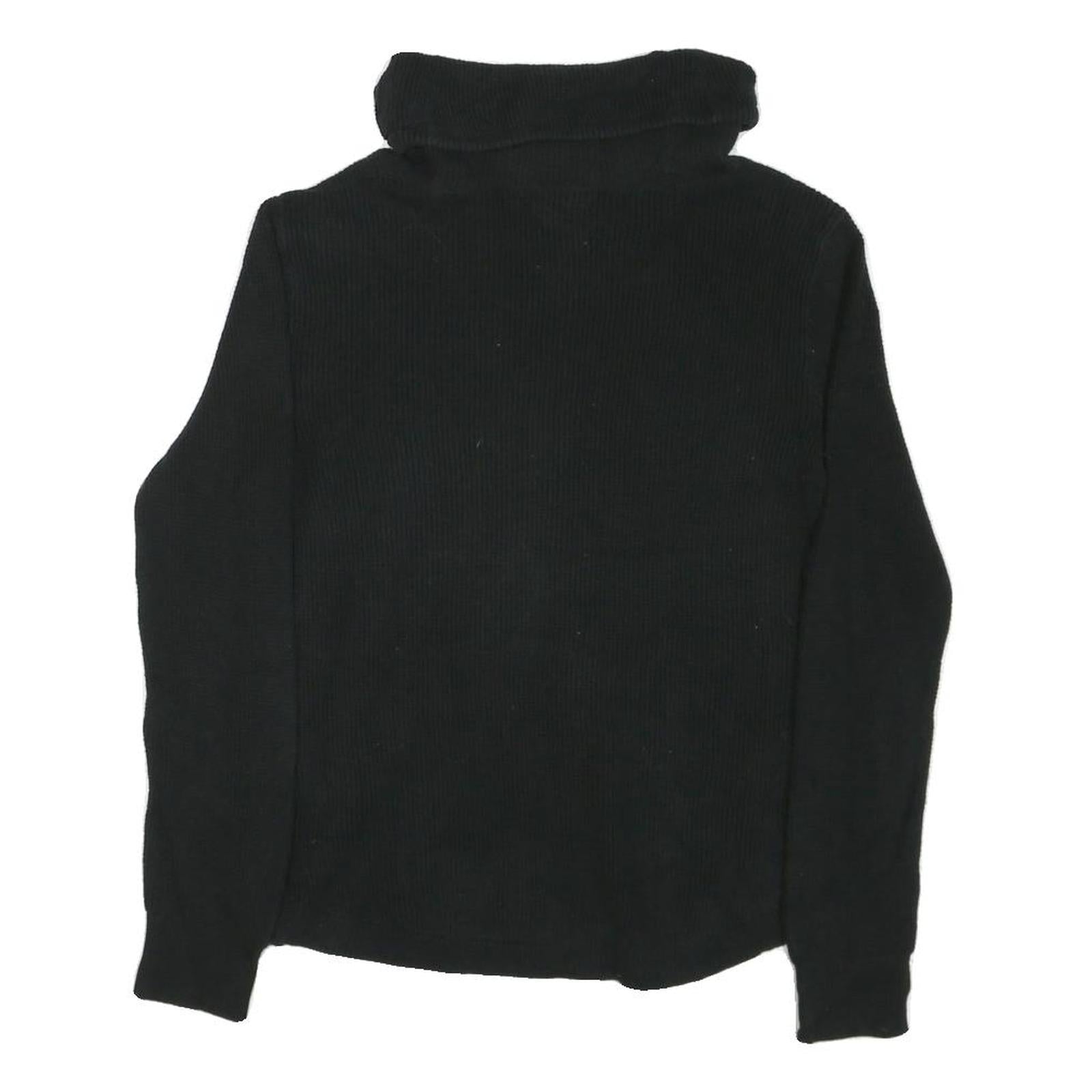 LAUREN RALPH LAUREN Womens Black Plain Pullover Roll Neck Basic Knit M Cotton
