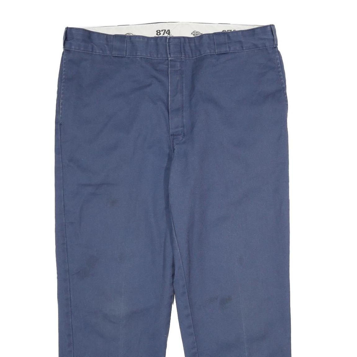 DICKIES Mens Classic Blue Trousers W40 L30 Zip Closure Straight Fit Workwear