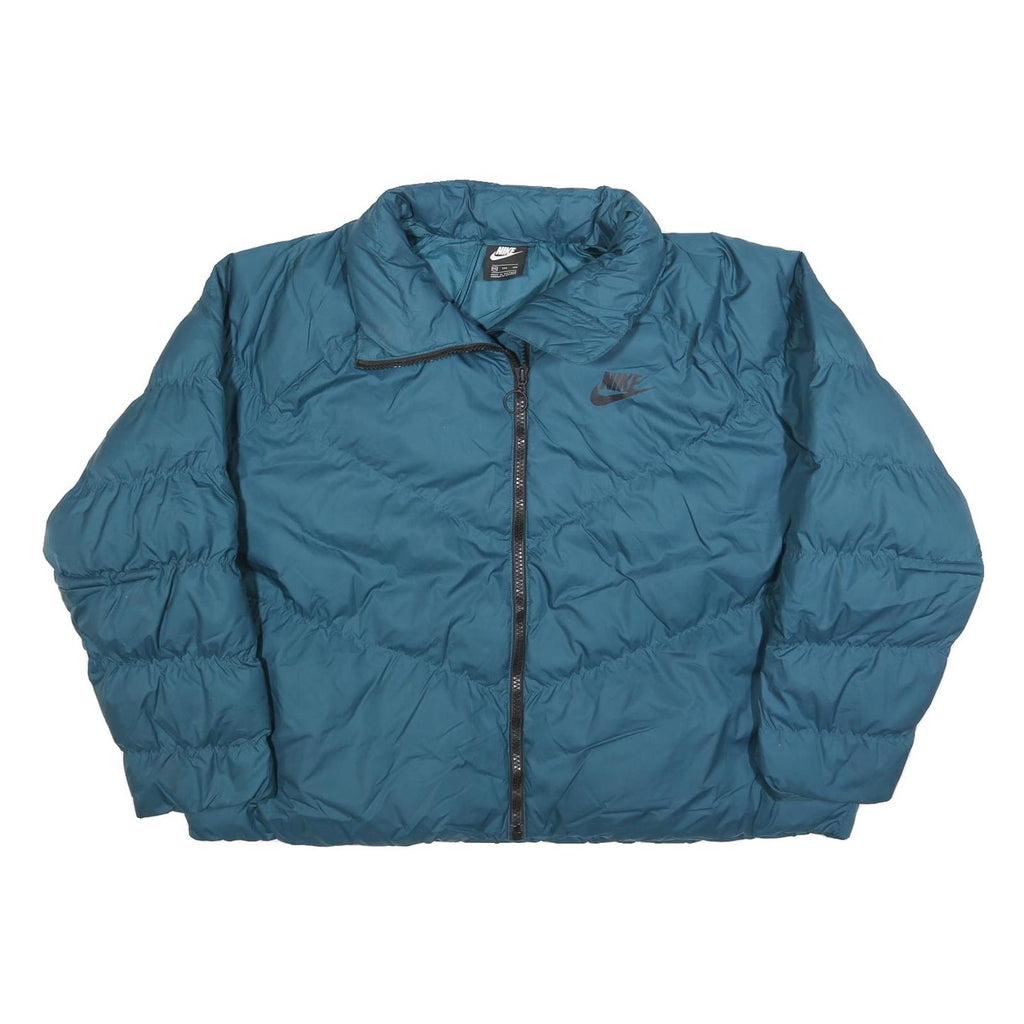 NIKE Womens Blue Zip Jacket 2XL Polyester Blend Puffer Warm Casual