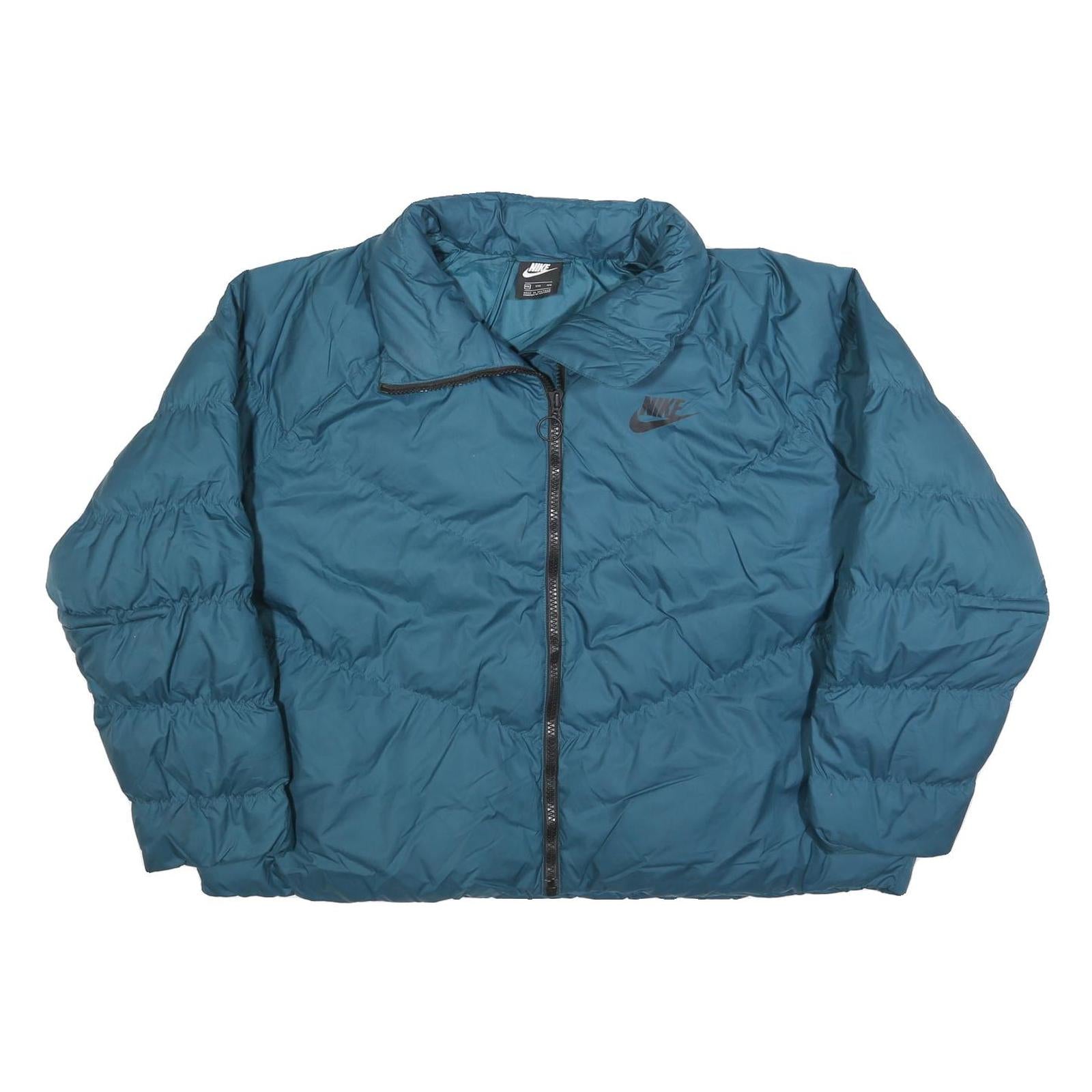 NIKE Womens Blue Zip Jacket 2XL Polyester Blend Puffer Warm Casual