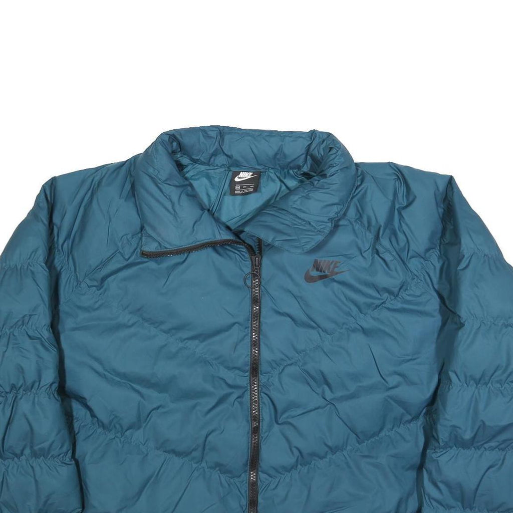 NIKE Womens Blue Zip Jacket 2XL Polyester Blend Puffer Warm Casual