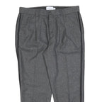 TOPMAN Mens Wool Blend Grey Regular Straight Trousers W34 L26 Classic Zip