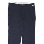 DICKIES Mens Polyester Blend Navy Regular Cargo Trousers W42 L32 Work Wear