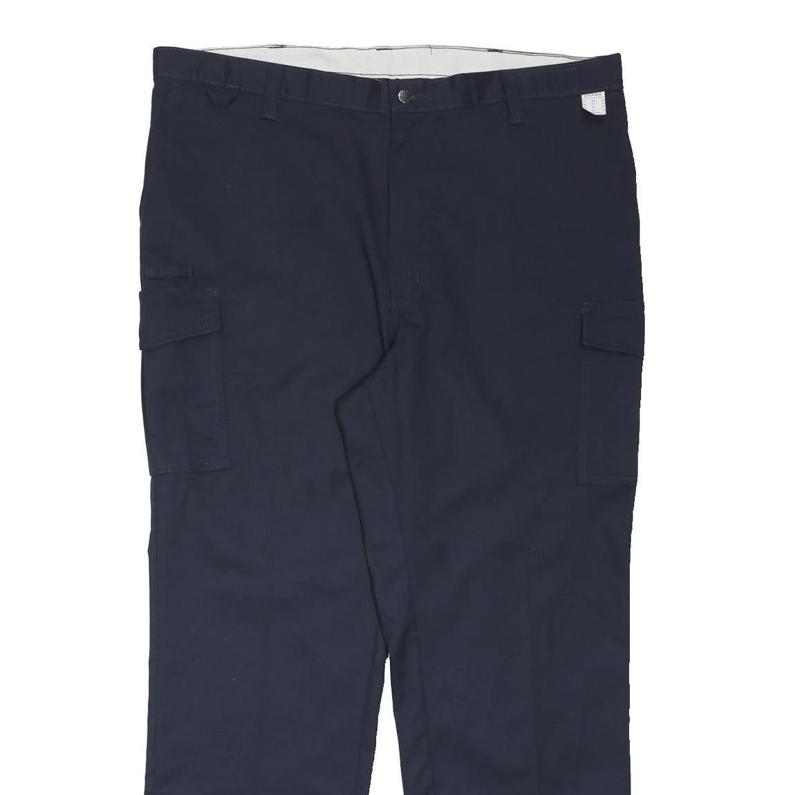 DICKIES Mens Polyester Blend Navy Regular Cargo Trousers W42 L32 Work Wear