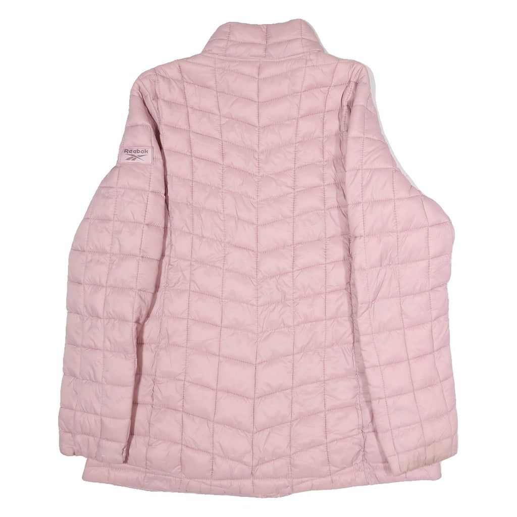 REEBOK Mens Pink Quilted Jacket M Polyester Blend Zip Top Performance