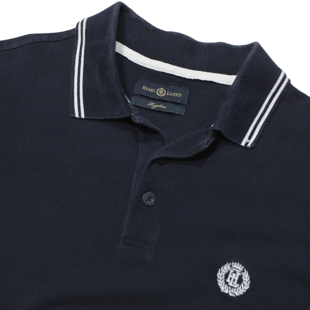 HENRI LLOYD Mens Navy Blue Short Sleeve Polo Shirt S Cotton Blend Basic