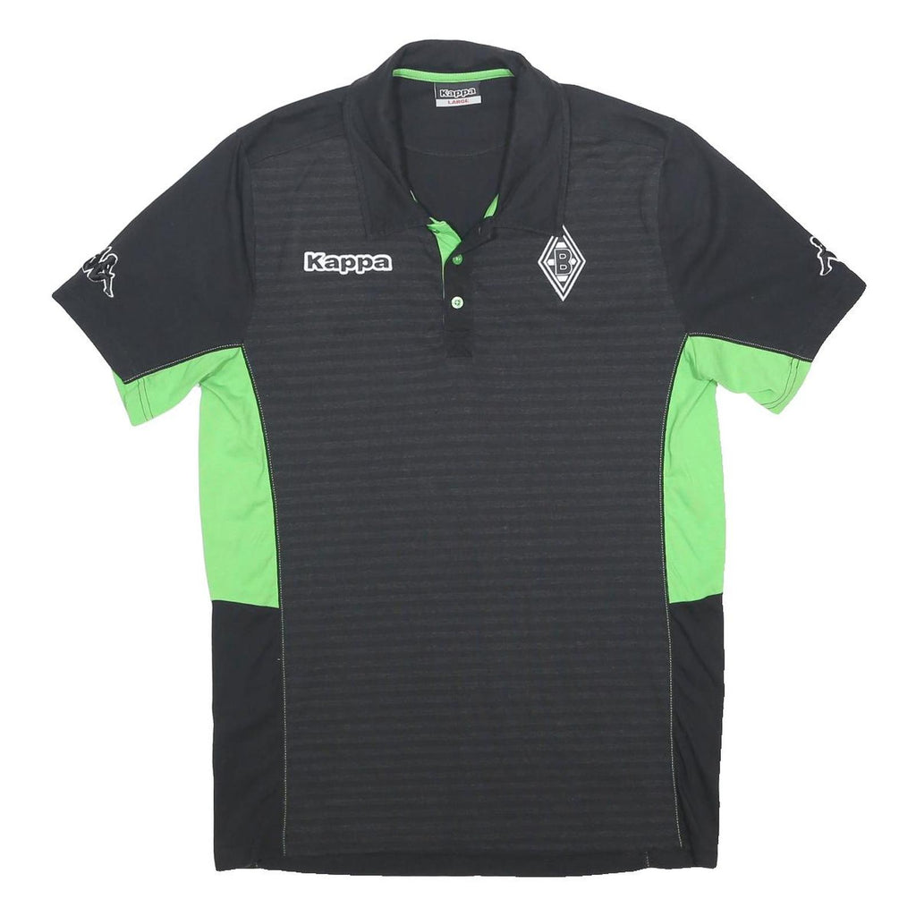 KAPPA Mens Black & Green Club Crest Short Sleeve Polo Shirt L Cotton Blend