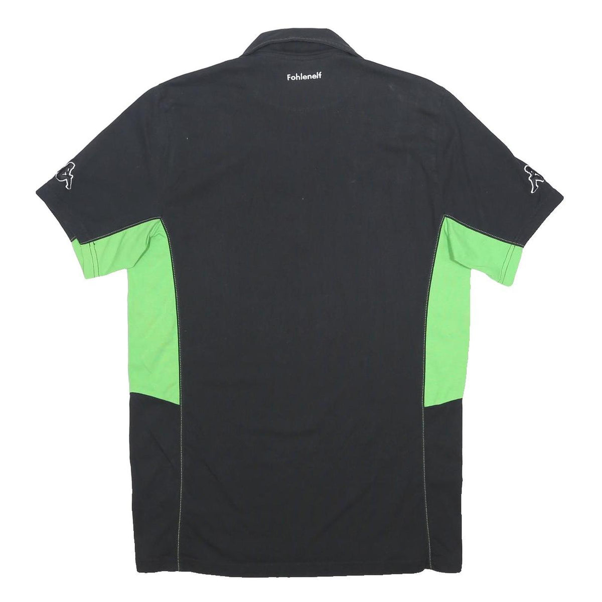 KAPPA Mens Black & Green Club Crest Short Sleeve Polo Shirt L Cotton Blend