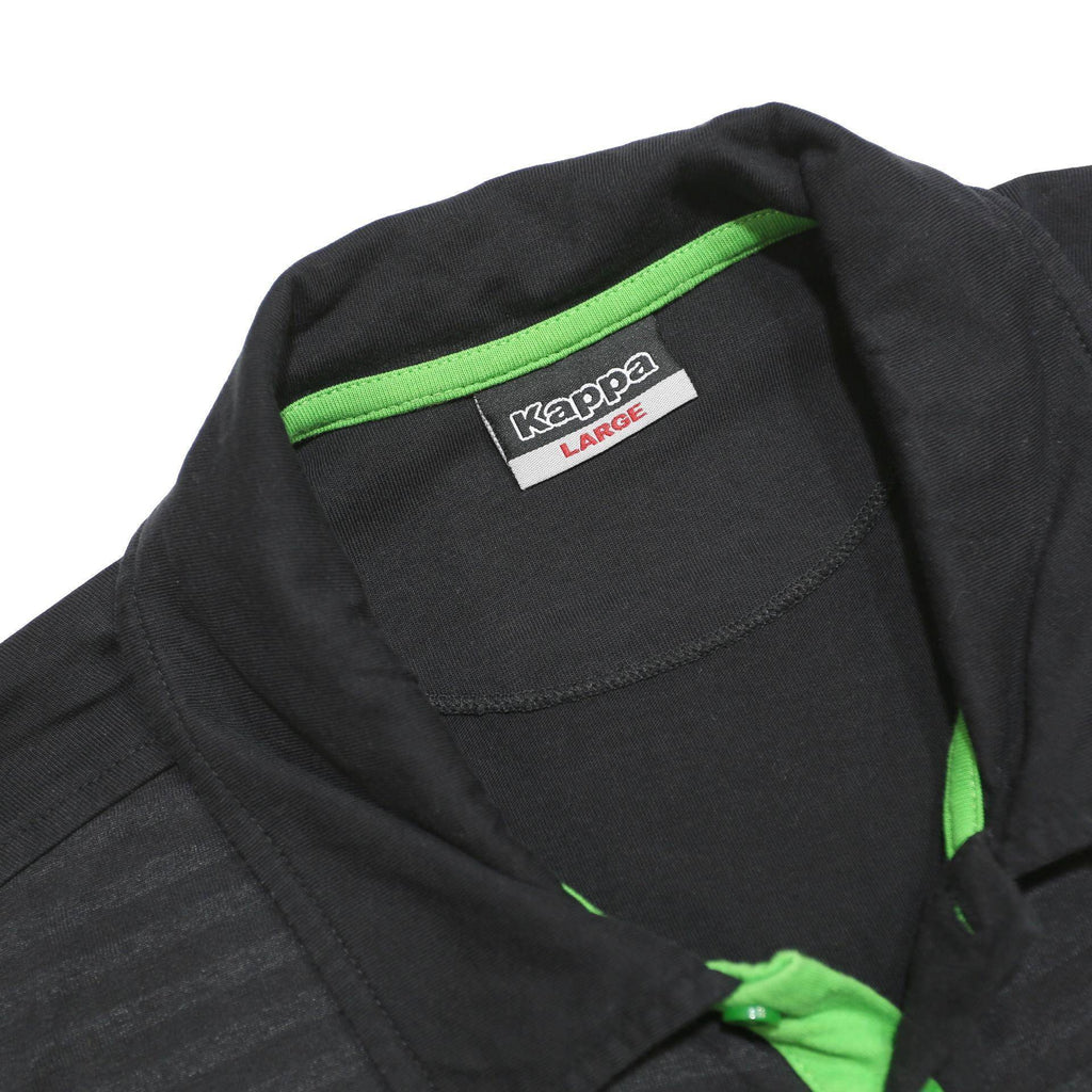 KAPPA Mens Black & Green Club Crest Short Sleeve Polo Shirt L Cotton Blend