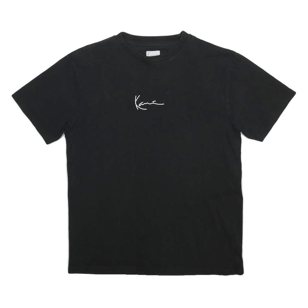 KARL KANI Mens Black Graphic T-Shirt XS Short Sleeve Crew Neck Signature Print
