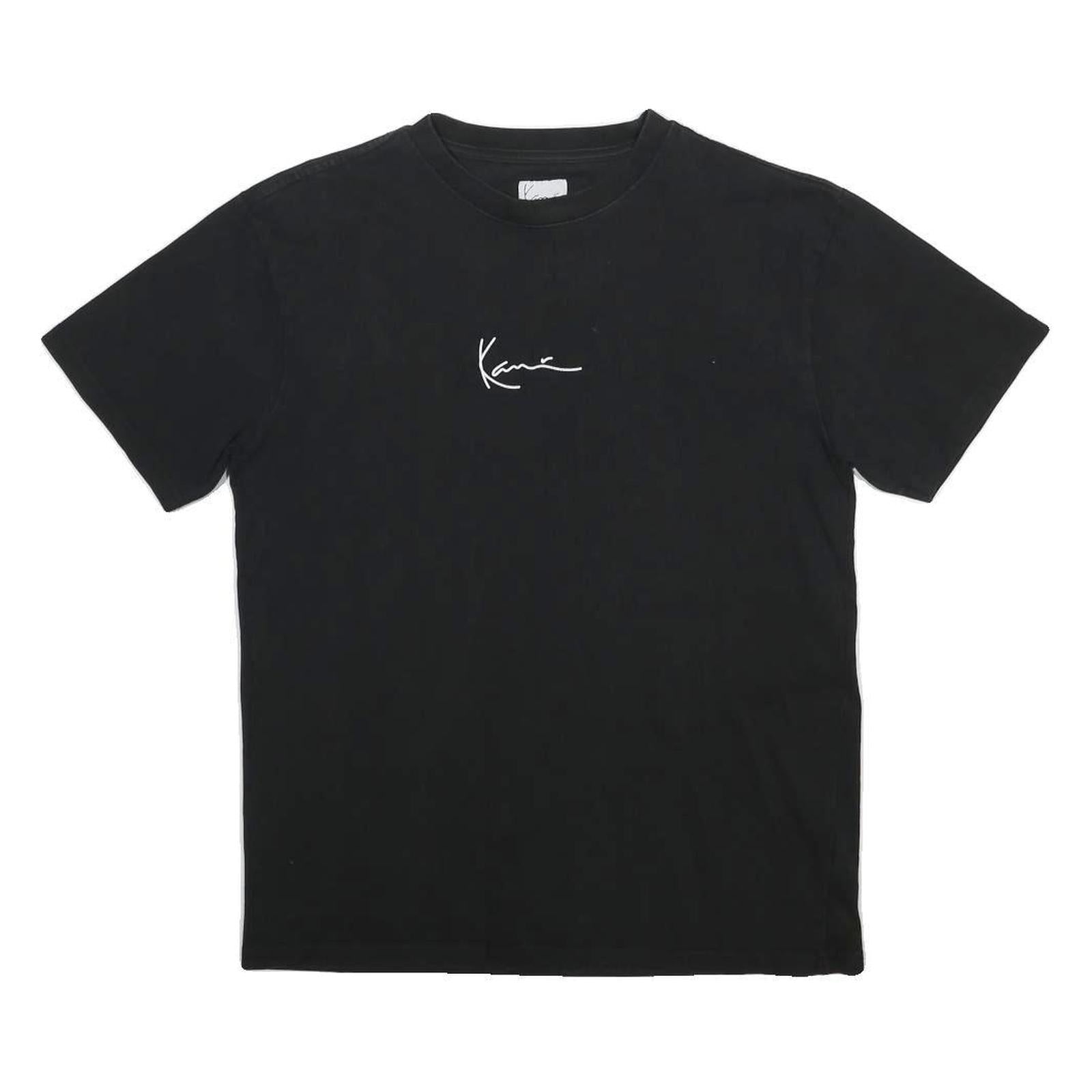 KARL KANI Mens Black Graphic T-Shirt XS Short Sleeve Crew Neck Signature Print