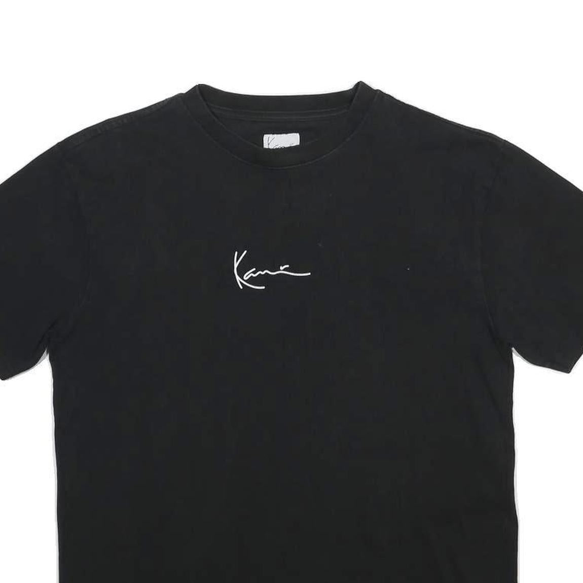 KARL KANI Mens Black Graphic T-Shirt XS Short Sleeve Crew Neck Signature Print