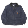 CARHARTT Mens Blue & Navy Workwear Jacket L Cotton Blend Canvas Relaxed Fit Zip