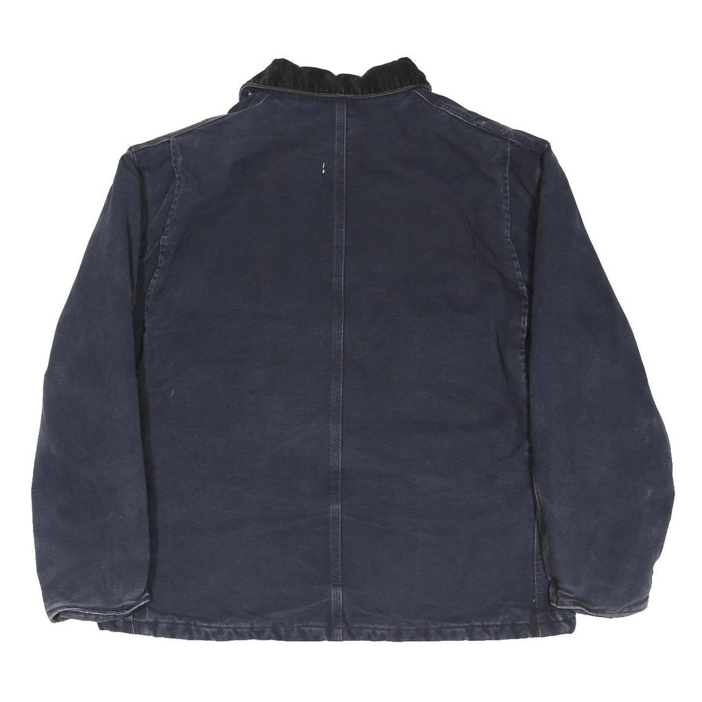 CARHARTT Mens Blue & Navy Workwear Jacket L Cotton Blend Canvas Relaxed Fit Zip