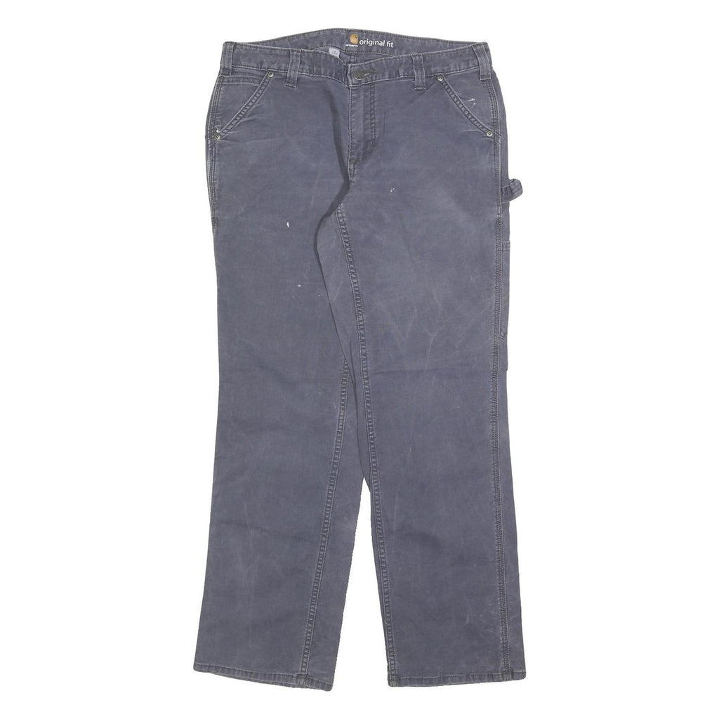 CARHARTT Womens Regular Fit Blue Cotton Blend Trousers W32 L30 Workwear Zip