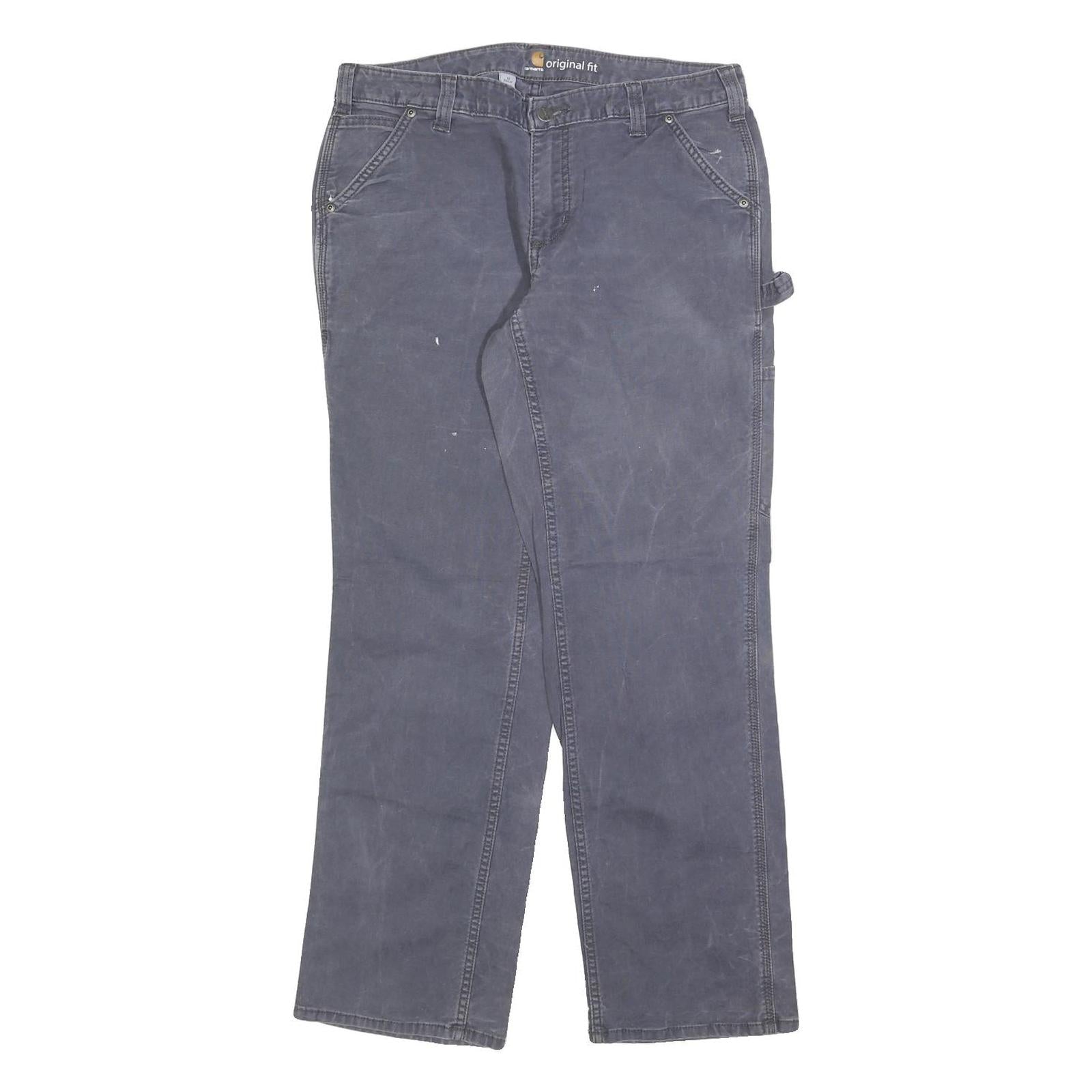 CARHARTT Womens Regular Fit Blue Cotton Blend Trousers W32 L30 Workwear Zip