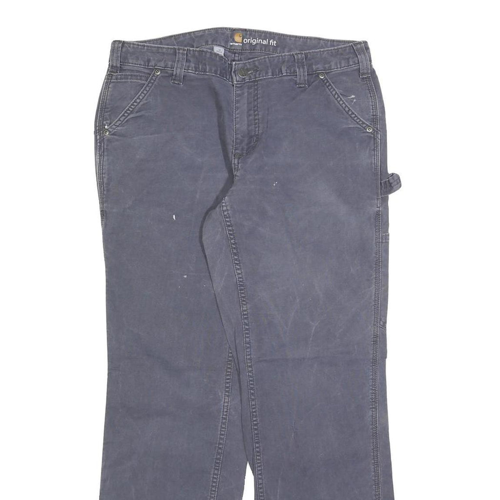 CARHARTT Womens Regular Fit Blue Cotton Blend Trousers W32 L30 Workwear Zip