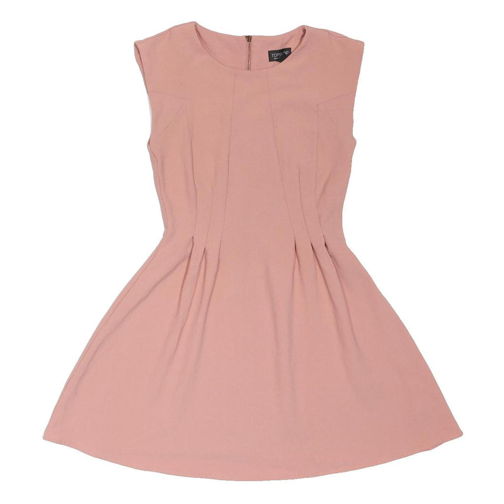 TOPSHOP Womens Pink Fit & Flare Polyester Blend Sleeveless Short Dress UK 6