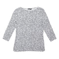 M&S Womens White & Black Printed Long Sleeve Round Neck Top UK 10 Cotton Blend