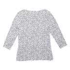 M&S Womens White & Black Printed Long Sleeve Round Neck Top UK 10 Cotton Blend