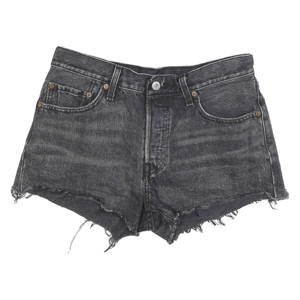 LEVI'S Womens Denim Black Casual Cut-Off Shorts M W30 Raw Hem Vintage Style