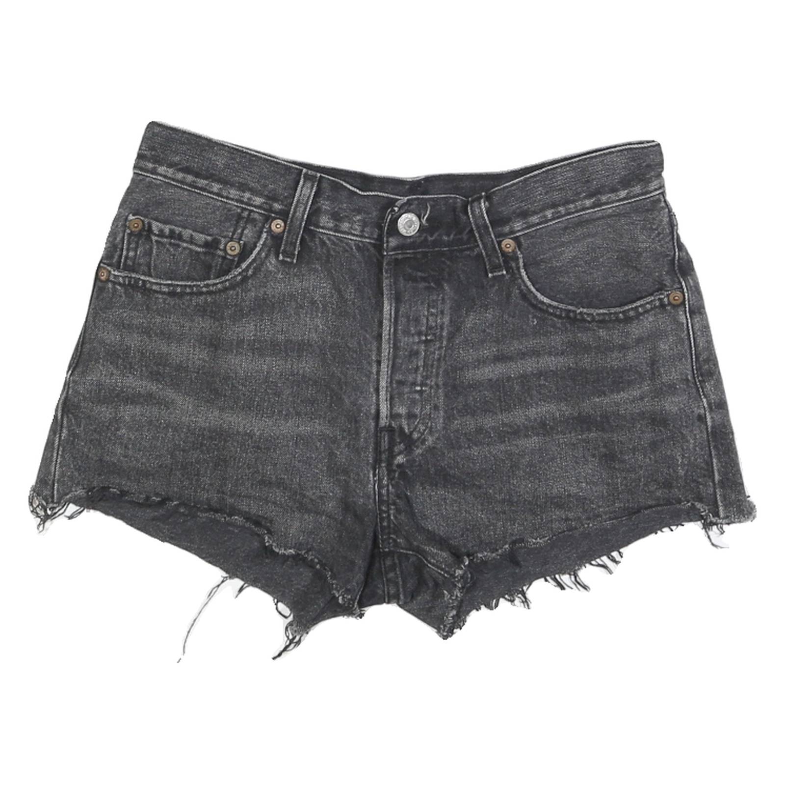 LEVI'S Womens Denim Black Casual Cut-Off Shorts M W30 Raw Hem Vintage Style