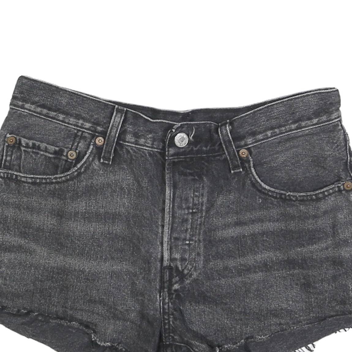 LEVI'S Womens Denim Black Casual Cut-Off Shorts M W30 Raw Hem Vintage Style