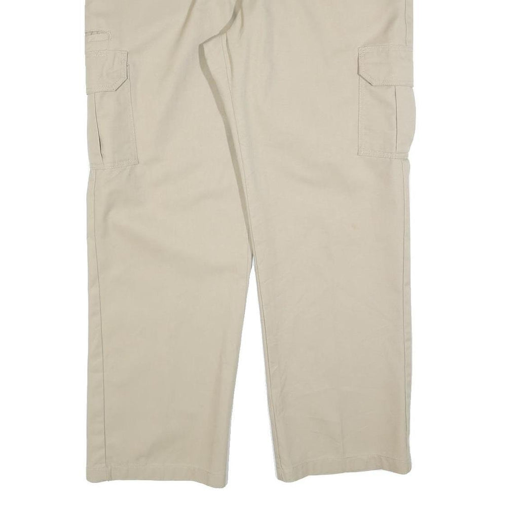 DICKIES Mens Cotton Blend Beige Regular Straight Cargo Trousers W40 L32 Workwear