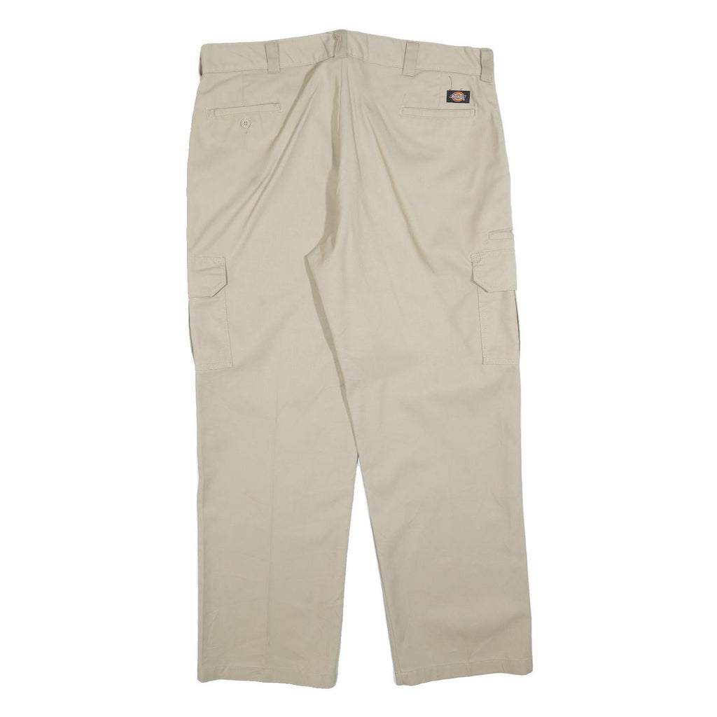 DICKIES Mens Cotton Blend Beige Regular Straight Cargo Trousers W40 L32 Workwear