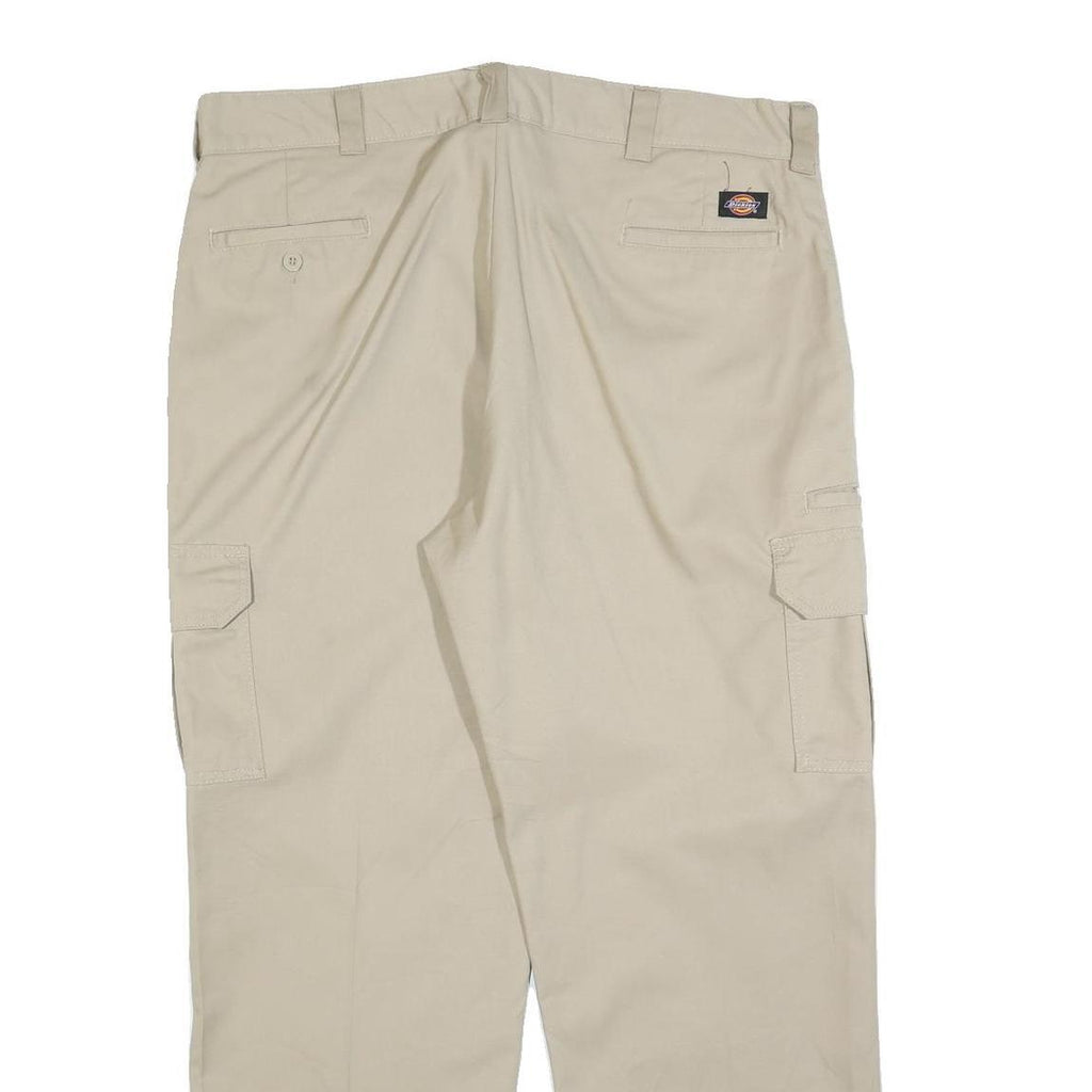 DICKIES Mens Cotton Blend Beige Regular Straight Cargo Trousers W40 L32 Workwear