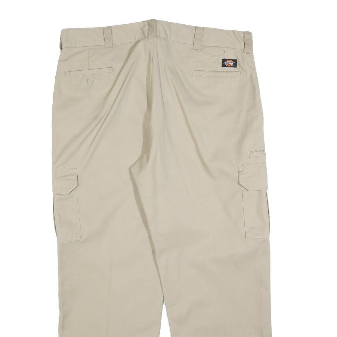 DICKIES Mens Cotton Blend Beige Regular Straight Cargo Trousers W40 L32 Workwear