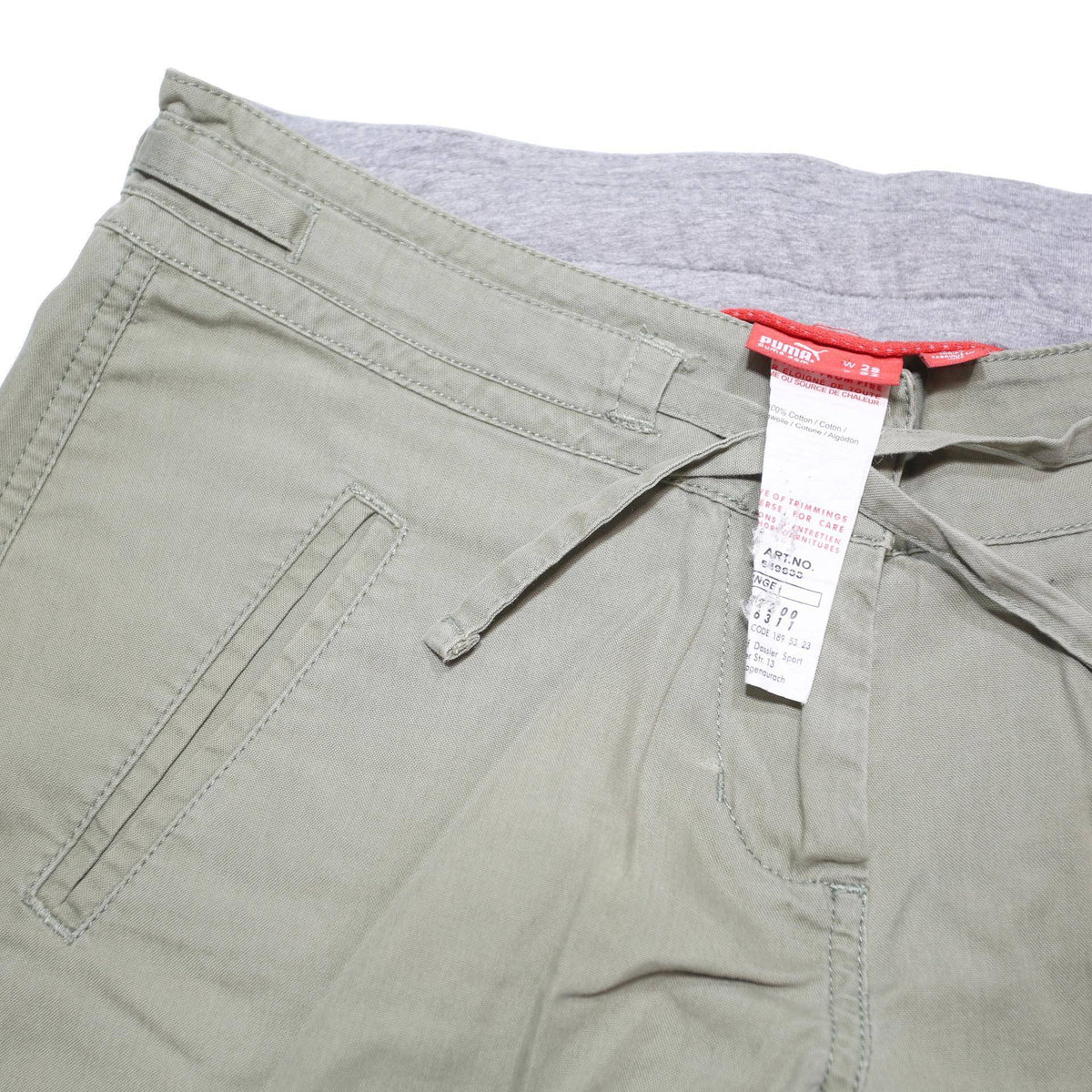 PUMA Womens Cotton Blend Beige Relaxed Trousers W31 L32 Casual Drawstring