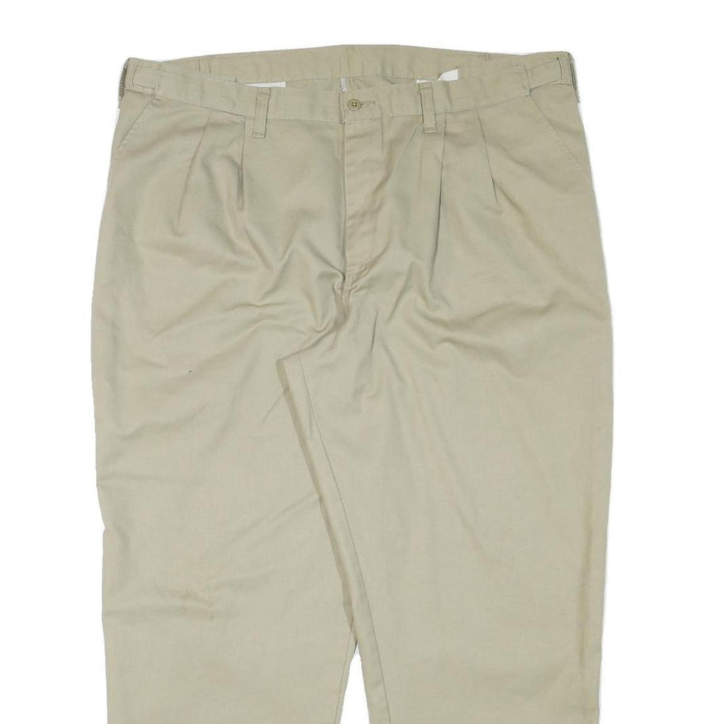 DICKIES Mens Cotton Blend Beige Relaxed Straight Trousers W40 L29 Workwear Zip