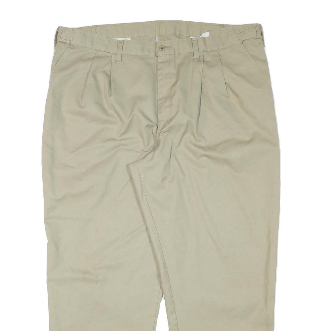 DICKIES Mens Cotton Blend Beige Relaxed Straight Trousers W40 L29 Workwear Zip