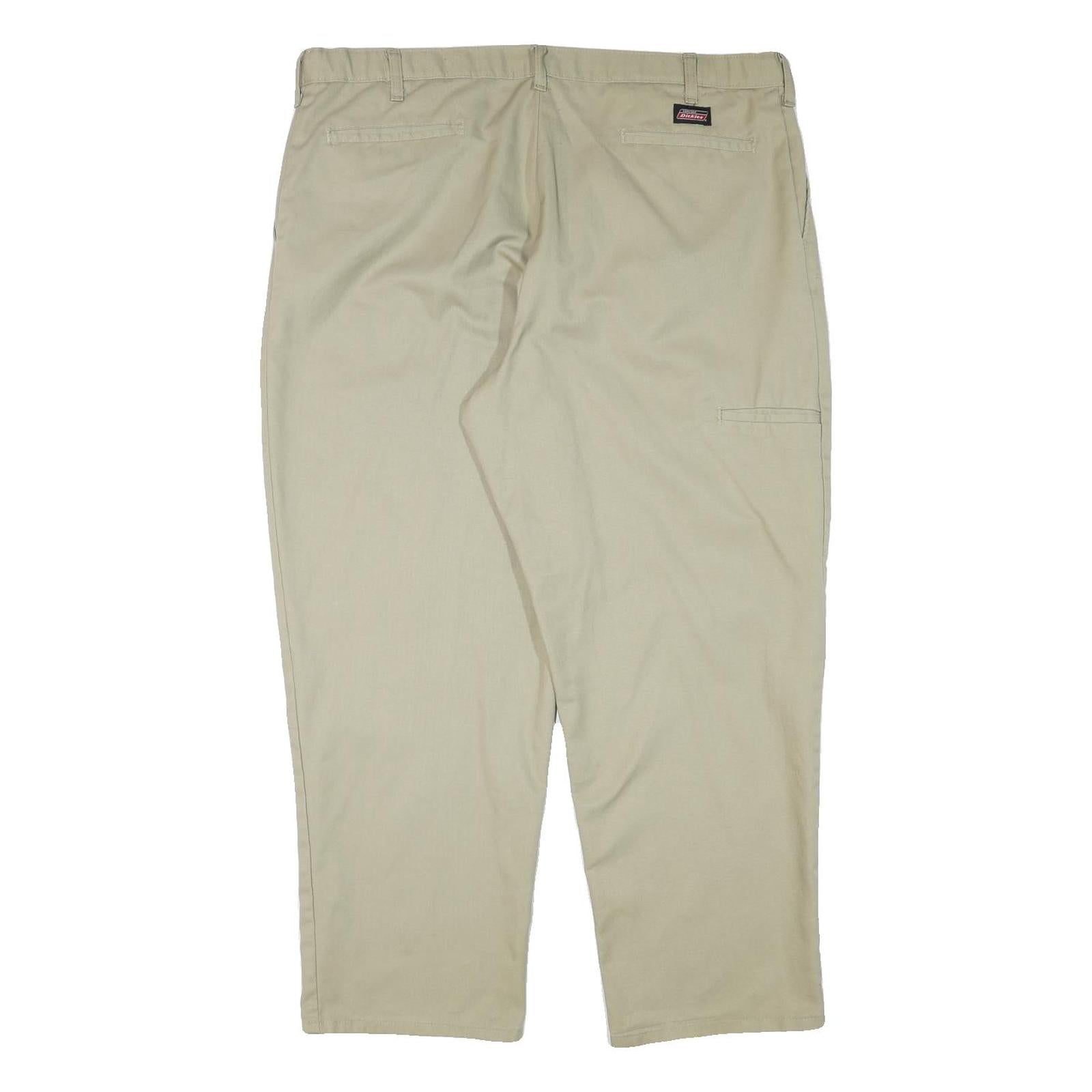DICKIES Mens Cotton Blend Beige Relaxed Straight Trousers W40 L29 Workwear Zip