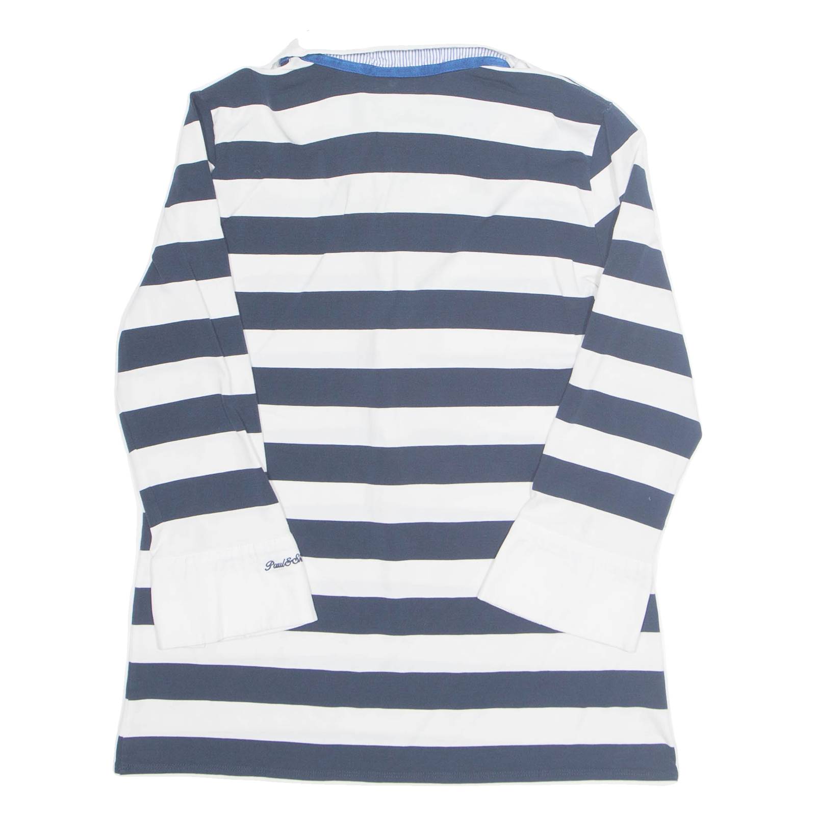 PAUL & SHARK Womens Printed Blouse White Collared Long Sleeve Striped M