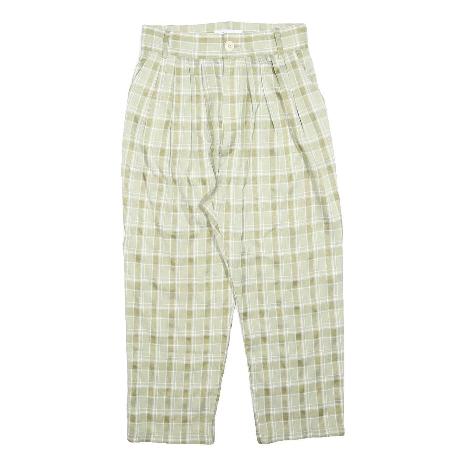 WIYA Womens Polyester Blend Green Relaxed Tapered Trousers W26 L22 Checked