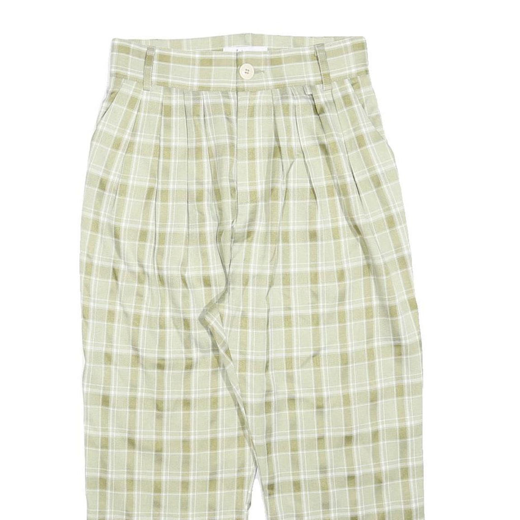 WIYA Womens Polyester Blend Green Relaxed Tapered Trousers W26 L22 Checked