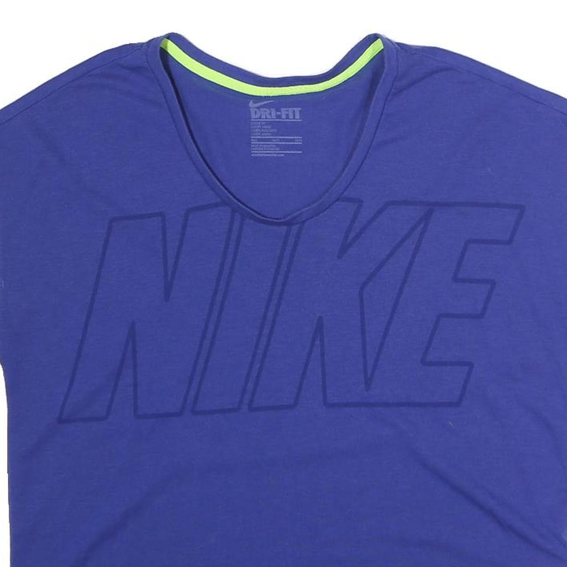 NIKE Womens Blue Graphic T-Shirt M Sleeveless V-Neck Sports Fitness