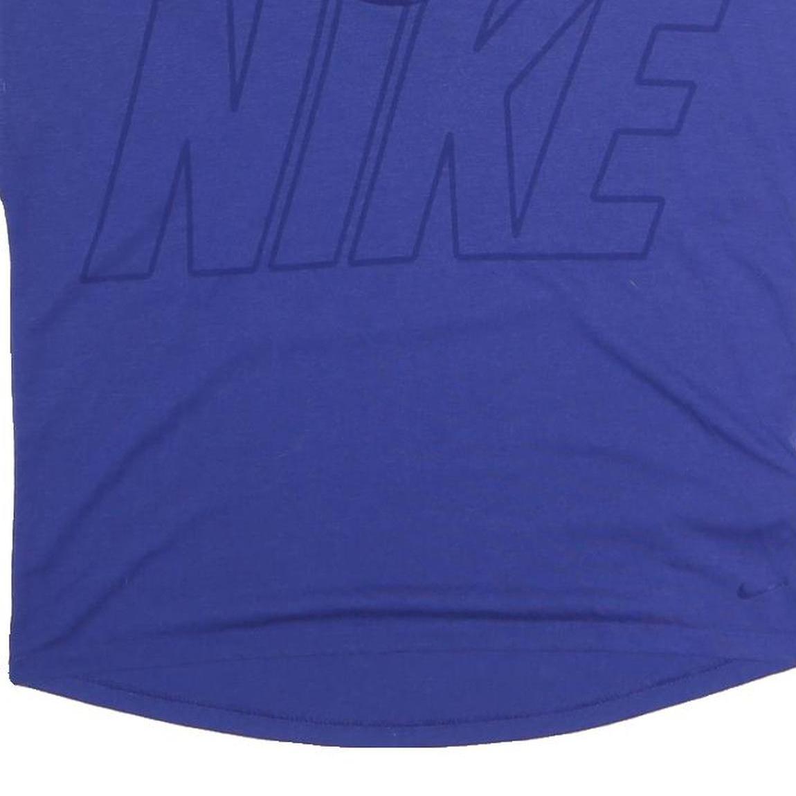 NIKE Womens Blue Graphic T-Shirt M Sleeveless V-Neck Sports Fitness